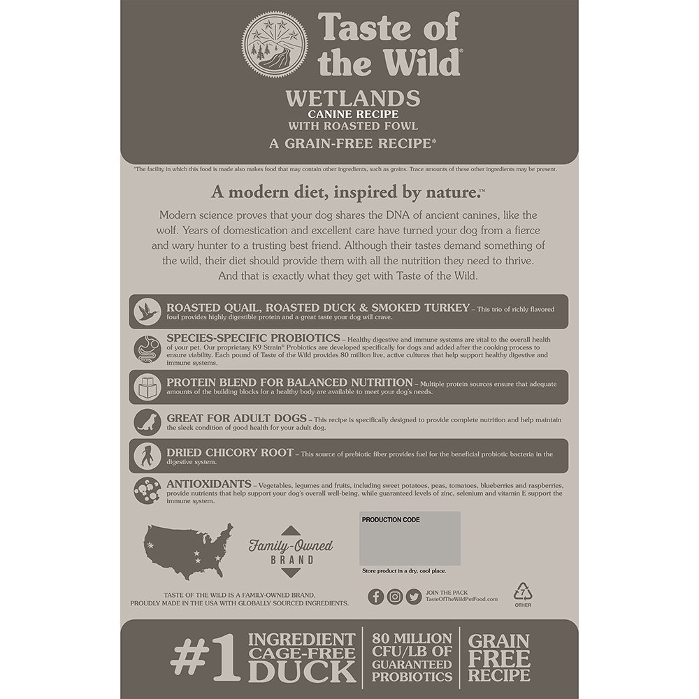 Taste of the Wild Grain-Free Wetlands Canine Recipe w/ Roasted Fowl Dry Dog Food - Image 2