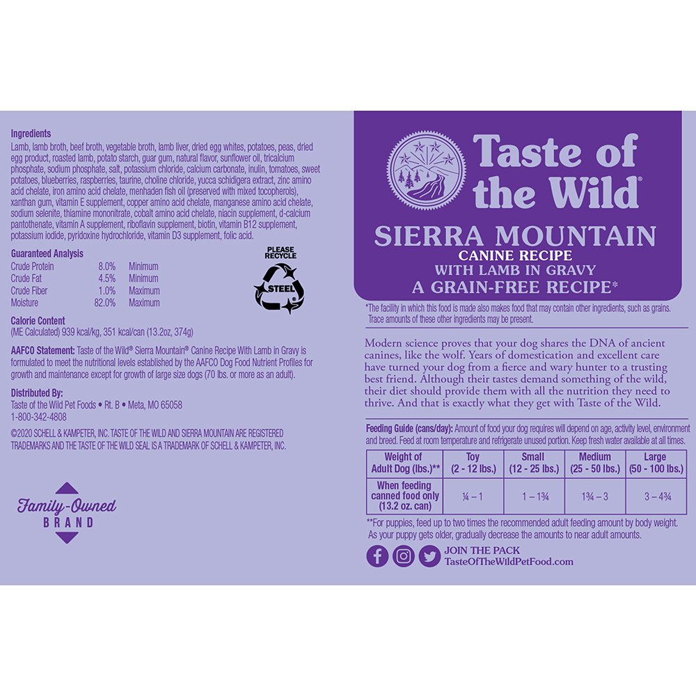 Taste of the Wild Sierra Mountain Canine Formula Canned Dog Food - Image 2