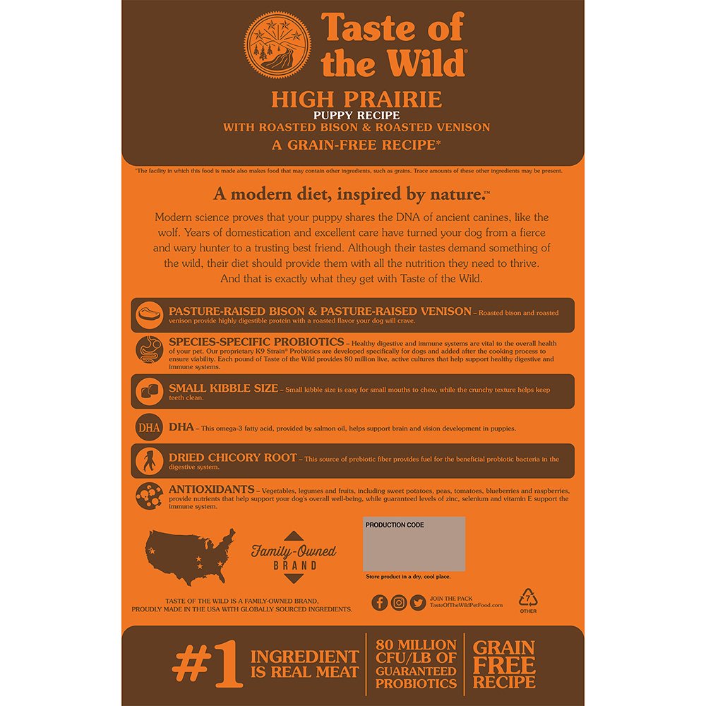 Taste of the Wild Grain-Free High Prairie Puppy Recipe w/ Roasted Bison & Roasted Venison Dry Dog Food - Image 2