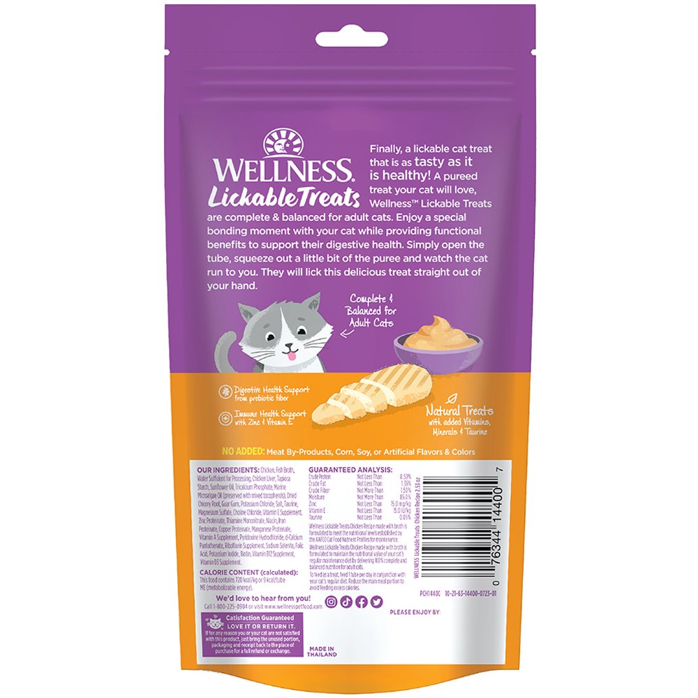 Wellness Chicken Recipe w/ Bone Broth Lickable Cat Treats, 6-Pack - Image 2