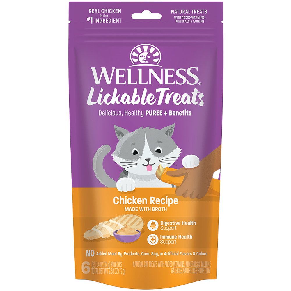 Wellness Chicken Recipe w/ Bone Broth Lickable Cat Treats, 6-Pack