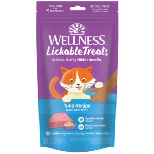 Wellness Tuna Recipe w/ Bone Broth Lickable Cat Treats, 6-Pack