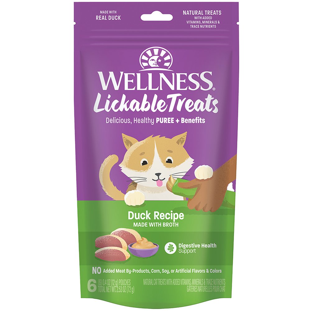 Wellness Duck Recipe w/ Bone Broth Lickable Cat Treats, 6-Pack