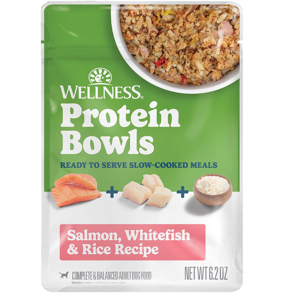 Wellness Protein Bowls Salmon, Whitefish & Rice Recipe Adult Whole Meat Wet Dog Food