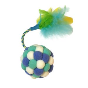 Fog City Pet Pom Pom Ball w/ Rope Feather Tail Batting Cat Toy