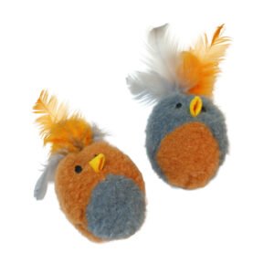 Fog City Pet Felt Birds w/ Feathers Batting Cat Toys, 2-Pack