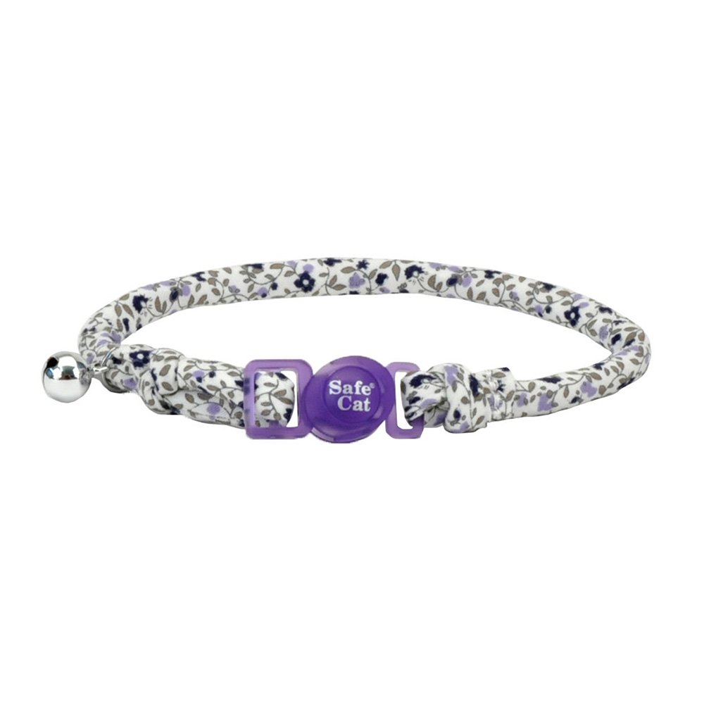 Safe Cat Purple Floral Round Fashion Adjustable Cat Collar