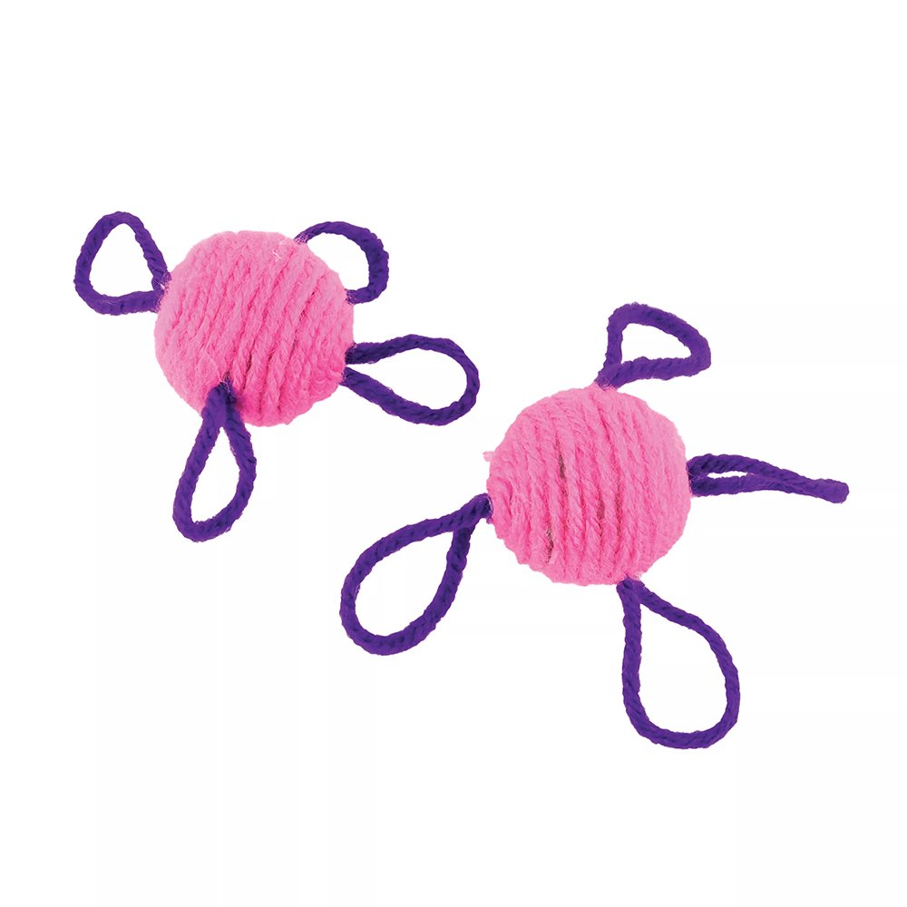 Turbo Pink Wool Balls Batting Cat Toys, 2-Pack