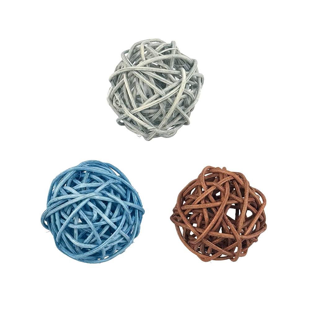 Fog City Pet Wicker Balls Batting Cat Toys, 3-Pack