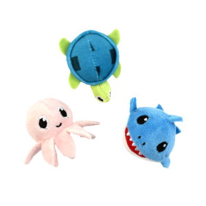 Fog City Pet Ocean Squad Trio Plush Catnip Cat Toys, 3-Pack