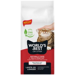 World's Best Multiple Cat Unscented Clumping Cat Litter