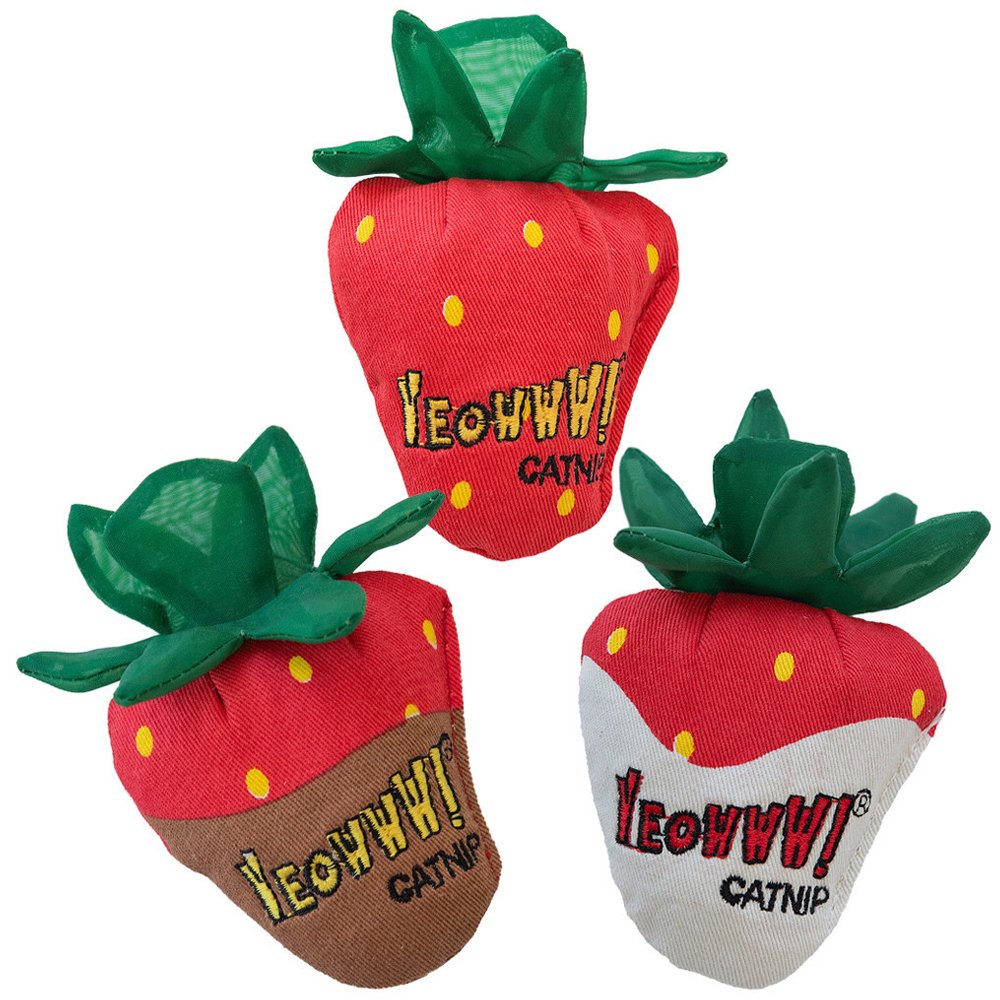 Yeowww! Strawberries Catnip Filled Cat Toy, 3-Pack