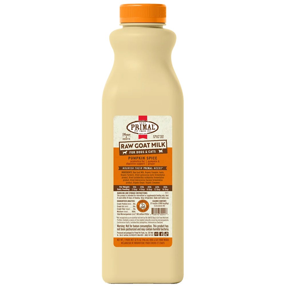 Primal Pumpkin Spice Raw Goat Milk for Dogs & Cats