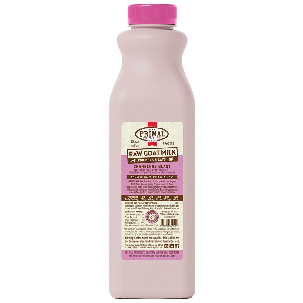 Primal Cranberry Blast Raw Goat Milk for Dogs & Cats