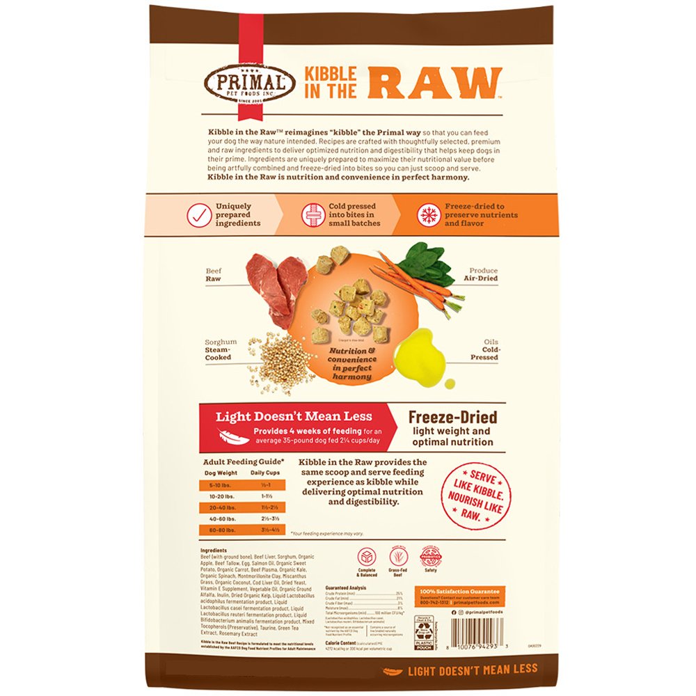 Primal Kibble In The Raw Beef Recipe Kibble-Sized Bites Freeze-Dried Raw Dog Food - Image 3