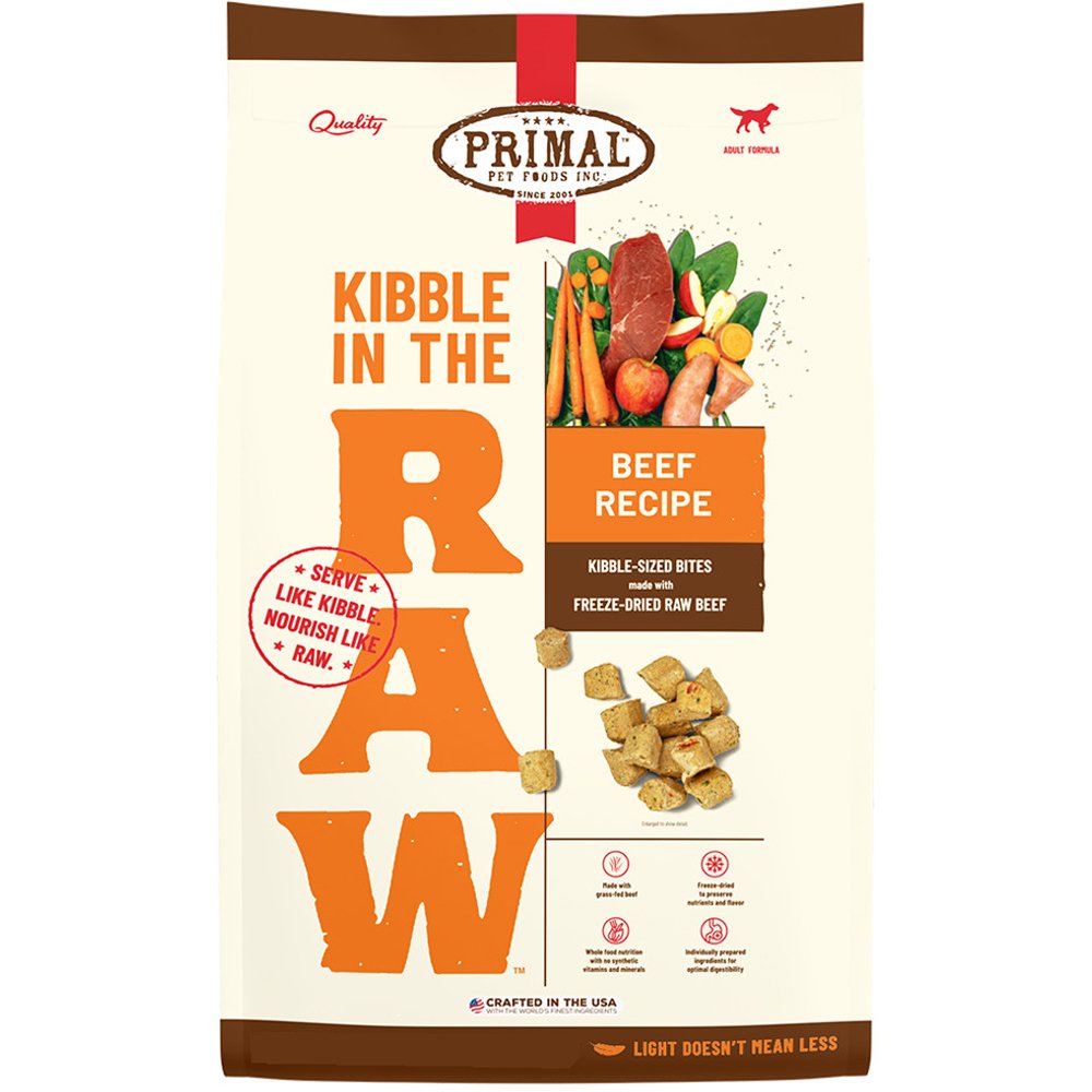 Primal Kibble In The Raw Beef Recipe Kibble-Sized Bites Freeze-Dried Raw Dog Food
