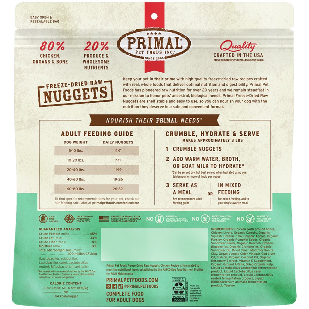 Primal Freeze-Dried Raw Nuggets Chicken Recipe Adult Dog Food - Image 2