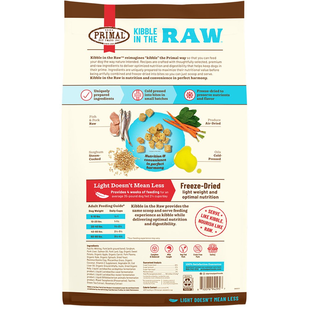Primal Kibble In The Raw Fish & Pork Recipe Kibble-Sized Bites Freeze-Dried Raw Dog Food - Image 3
