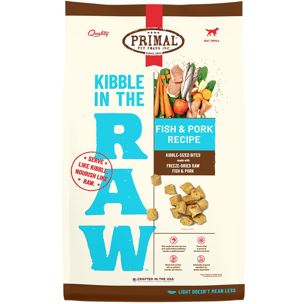 Primal Kibble In The Raw Fish & Pork Recipe Kibble-Sized Bites Freeze-Dried Raw Dog Food