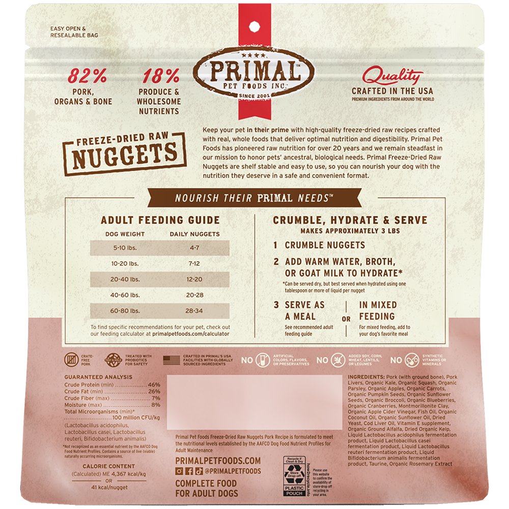 Primal Freeze-Dried Raw Nuggets Pork Recipe Adult Dog Food - Image 2