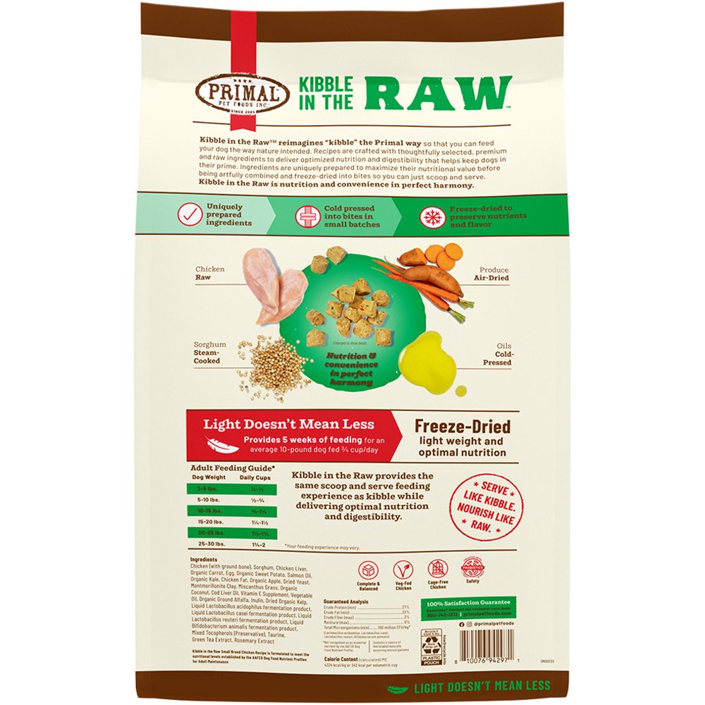 Primal Kibble In The Raw Small Breed Chicken Recipe Kibble-Sized Bites Freeze-Dried Raw Dog Food - Image 3