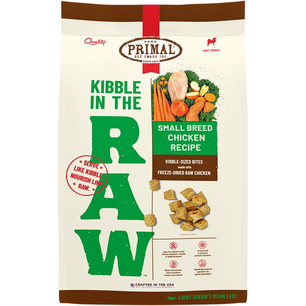 Primal Kibble In The Raw Small Breed Chicken Recipe Kibble-Sized Bites Freeze-Dried Raw Dog Food