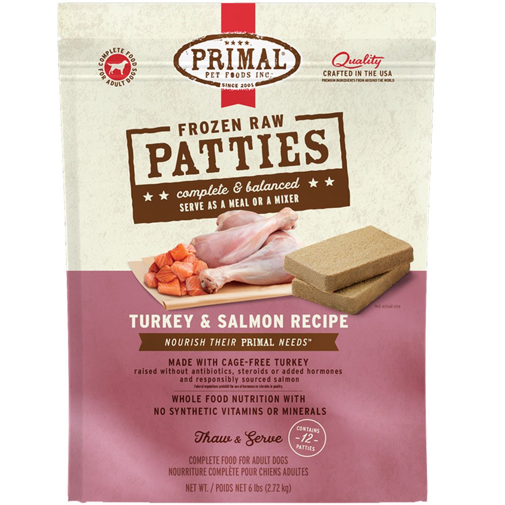 Primal Frozen Raw Patties Turkey & Salmon Recipe Adult Dog Food