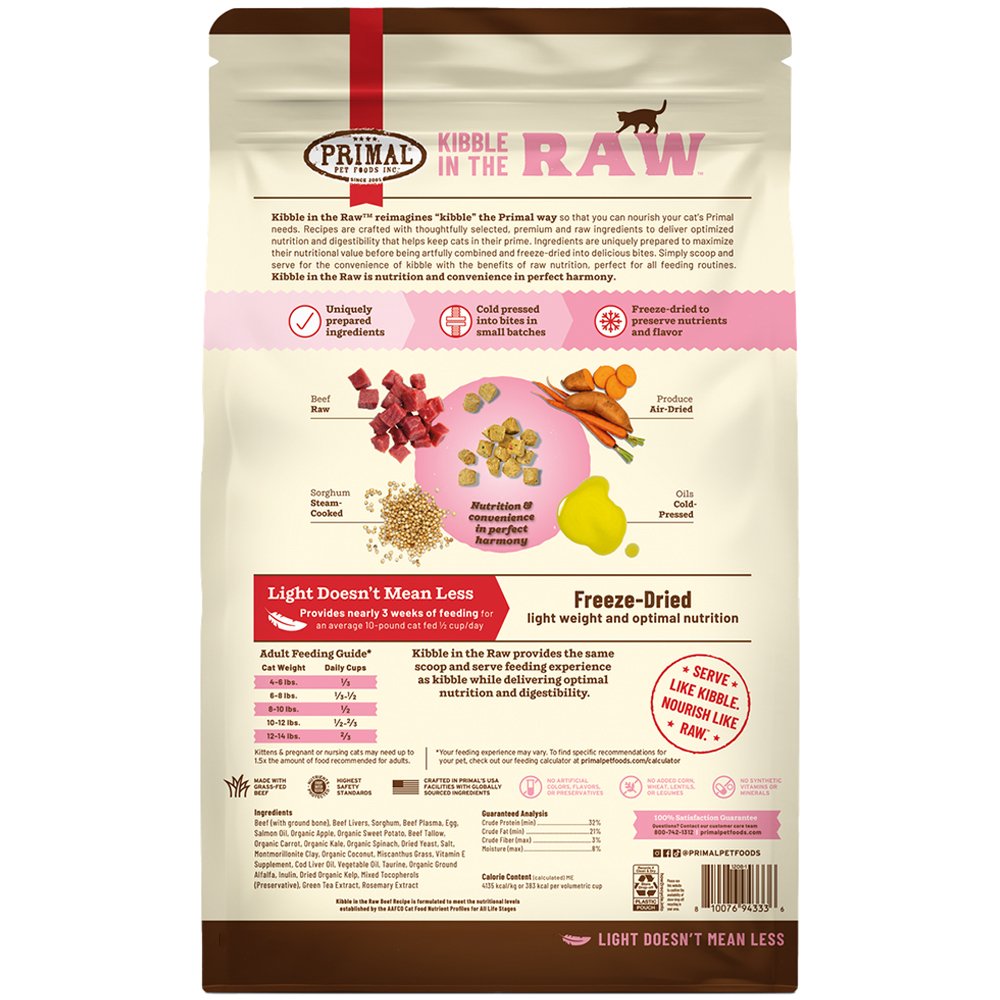 Primal Kibble In The Raw Beef Recipe Kibble-Sized Bites Freeze-Dried Raw Cat Food - Image 3