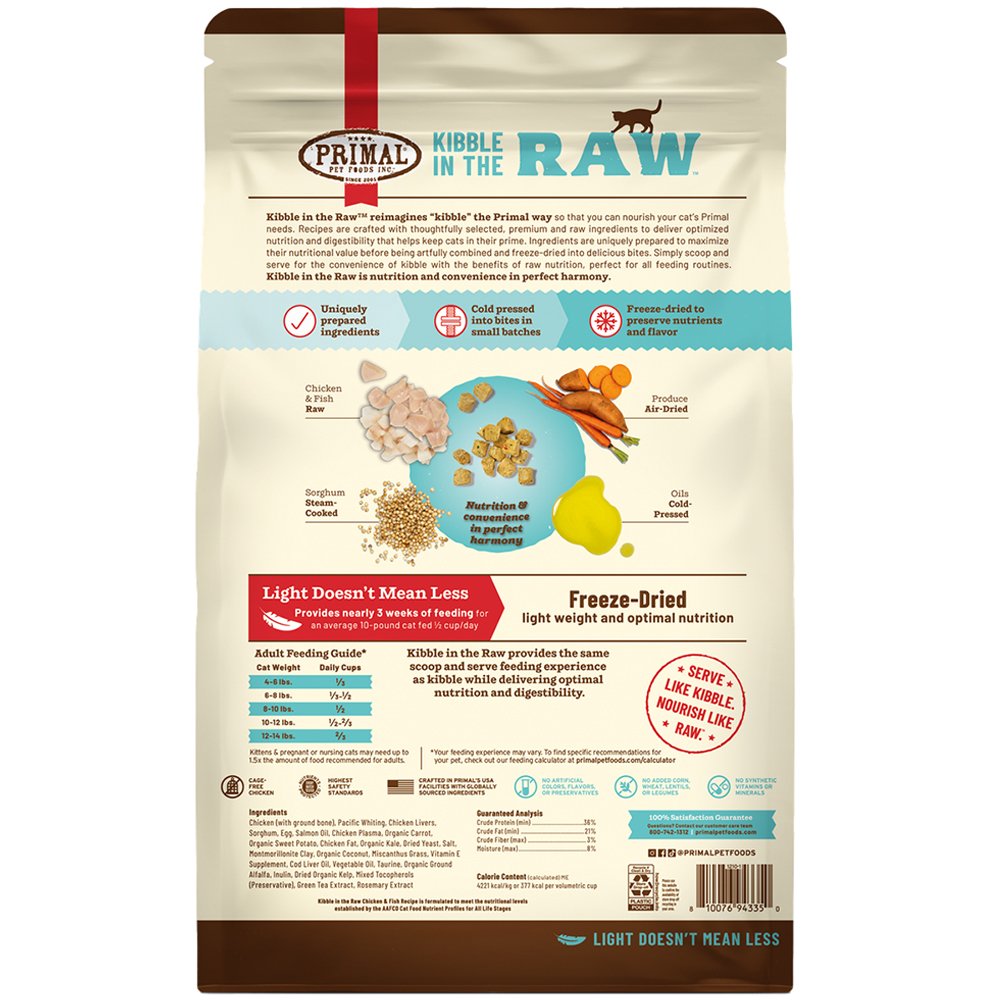 Primal Kibble In The Raw Chicken & Fish Recipe Kibble-Sized Bites Freeze-Dried Raw Cat Food - Image 3