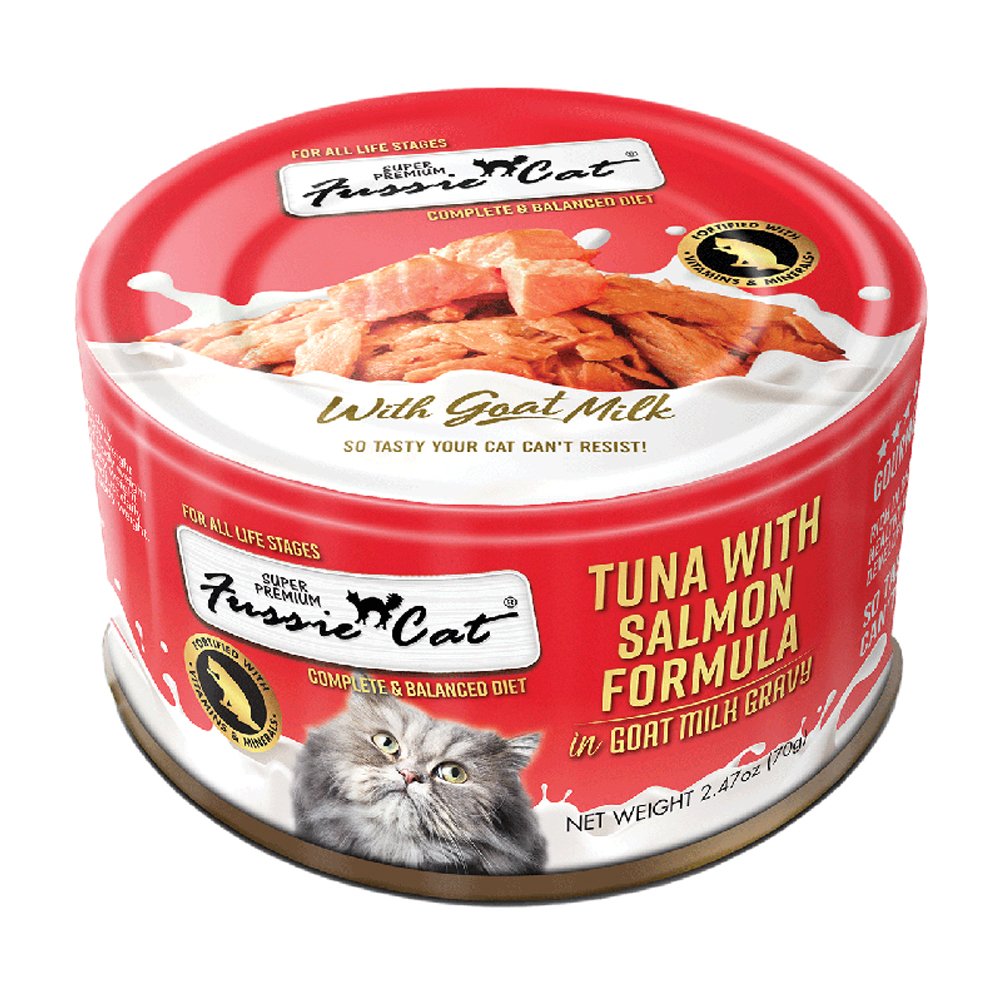 Fussie Cat Super Premium Tuna w/ Salmon Formula in Goat Milk Canned Cat Food