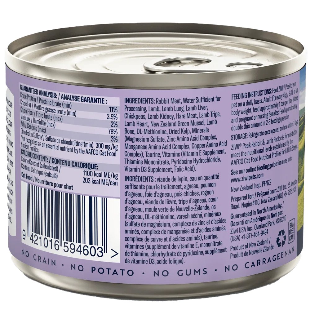 ZIWI Peak Rabbit & Lamb Recipe Canned Cat Food - Image 3