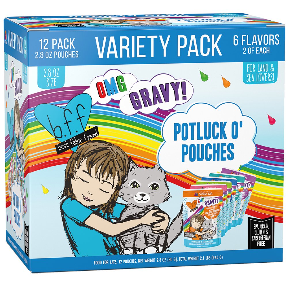 Weruva BFF OMG Gravy! Potluck O' Pouches Variety Pack Wet Cat Food