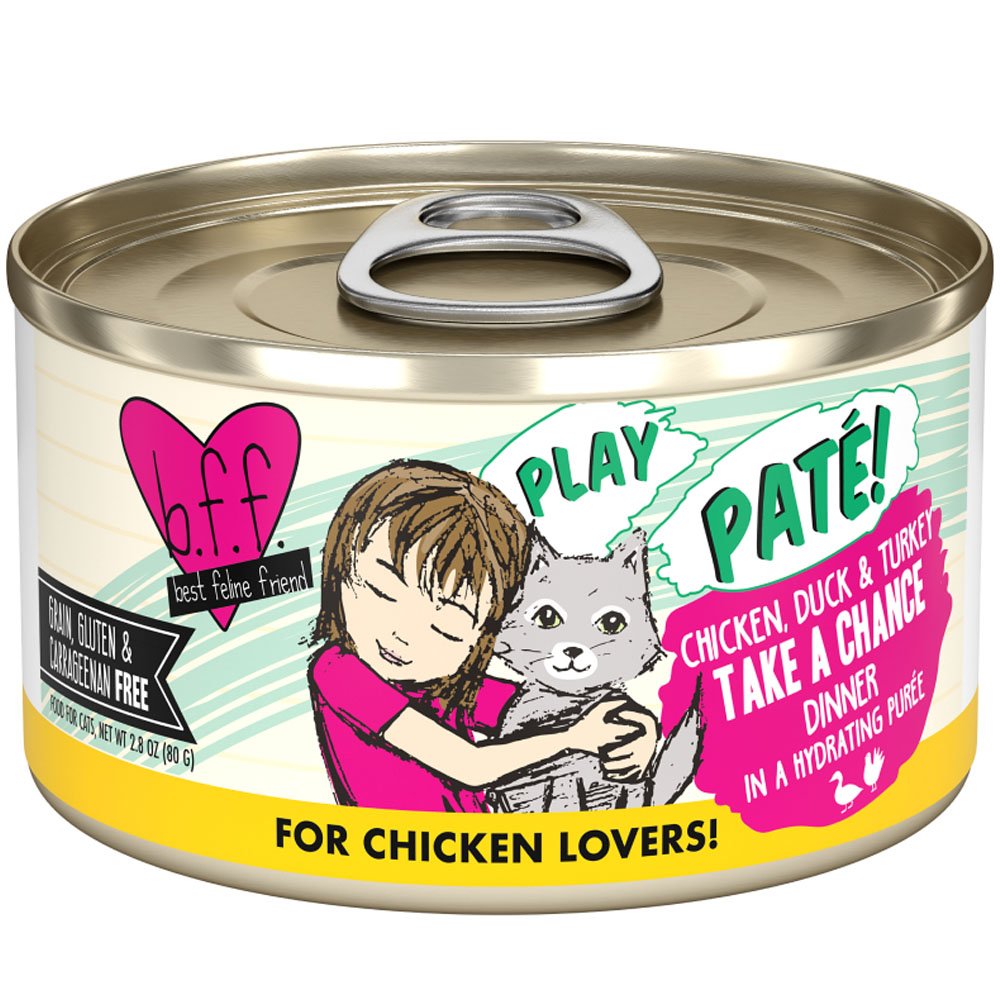 Weruva BFF Play Paté! Chicken, Duck & Turkey Take a Chance Dinner in a Hydrating Purée Canned Cat Food