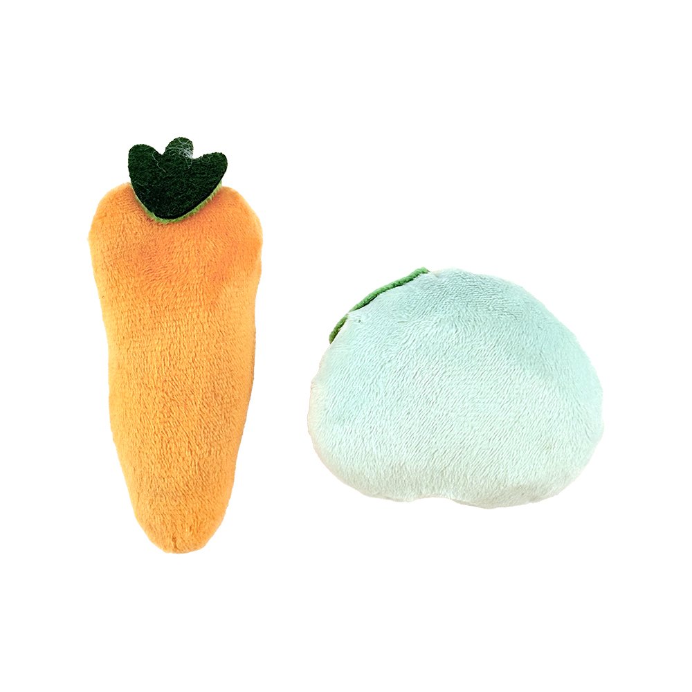 Fog City Pet Carrot & Avocado Duo Plush Catnip Cat Toys, 2-Pack - back of pack