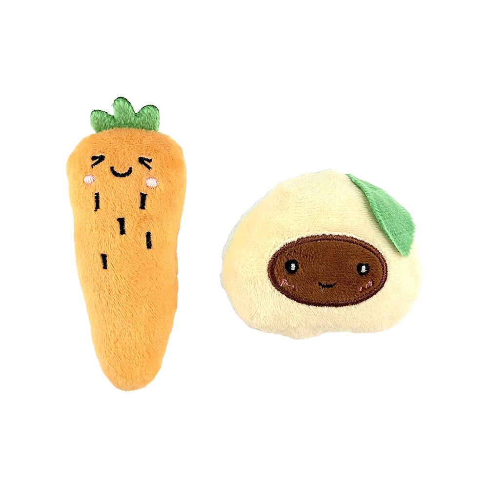 Fog City Pet Carrot & Avocado Duo Plush Catnip Cat Toys, 2-Pack