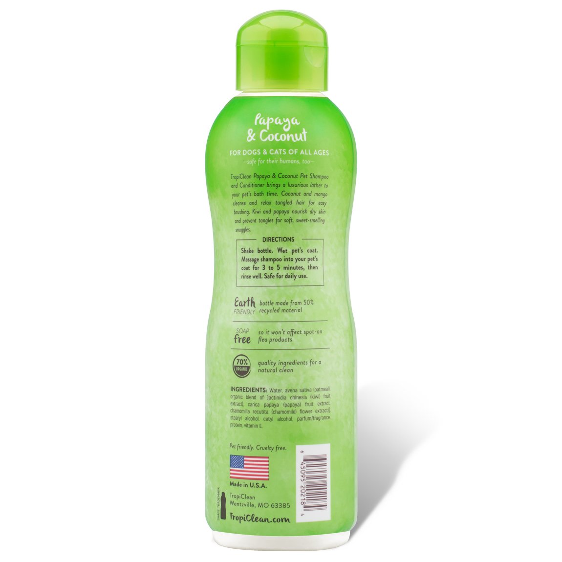 TropiClean Papaya & Coconut Luxury 2-in-1 Pet Shampoo & Conditioner - Image 2