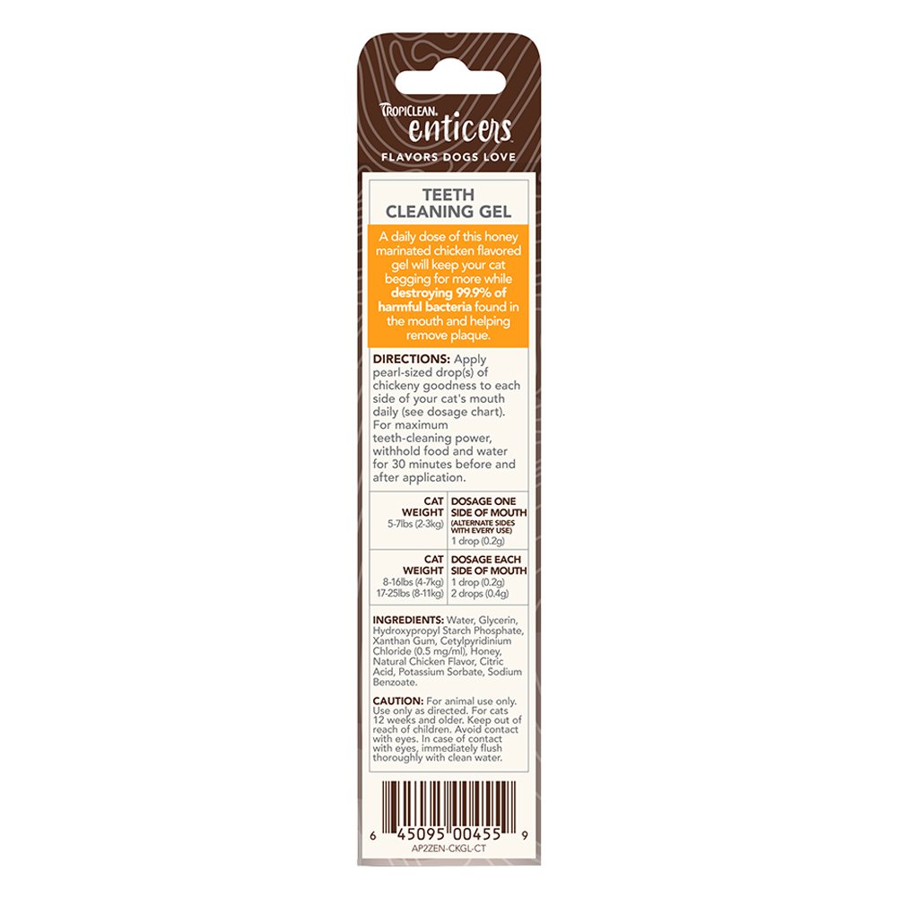 TropiClean Enticers Honey Marinated Chicken Flavor Teeth Cleaning Gel for Cats - Image 2