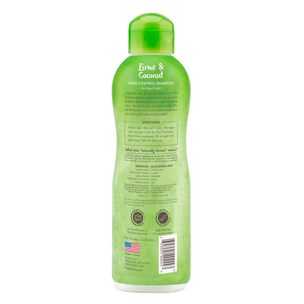 TropiClean Lime & Coconut Shed Control Cat & Dog Shampoo - Image 2