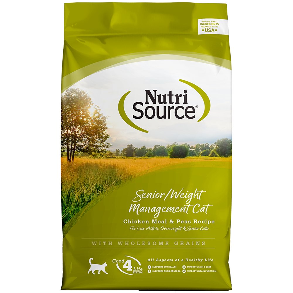 NutriSource Senior/Weight Management Chicken Meal & Peas Recipe w/ Wholesome Grains Dry Cat Food