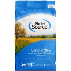 NutriSource Cat & Kitten Chicken Meal, Salmon & Liver Recipe w/ Wholesome Grains Dry Cat Food