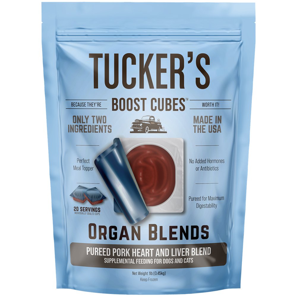 Tucker's Boost Cubes Organ Blends Pureed Pork Heart & Liver Blend Frozen Dog & Cat Meal Topper