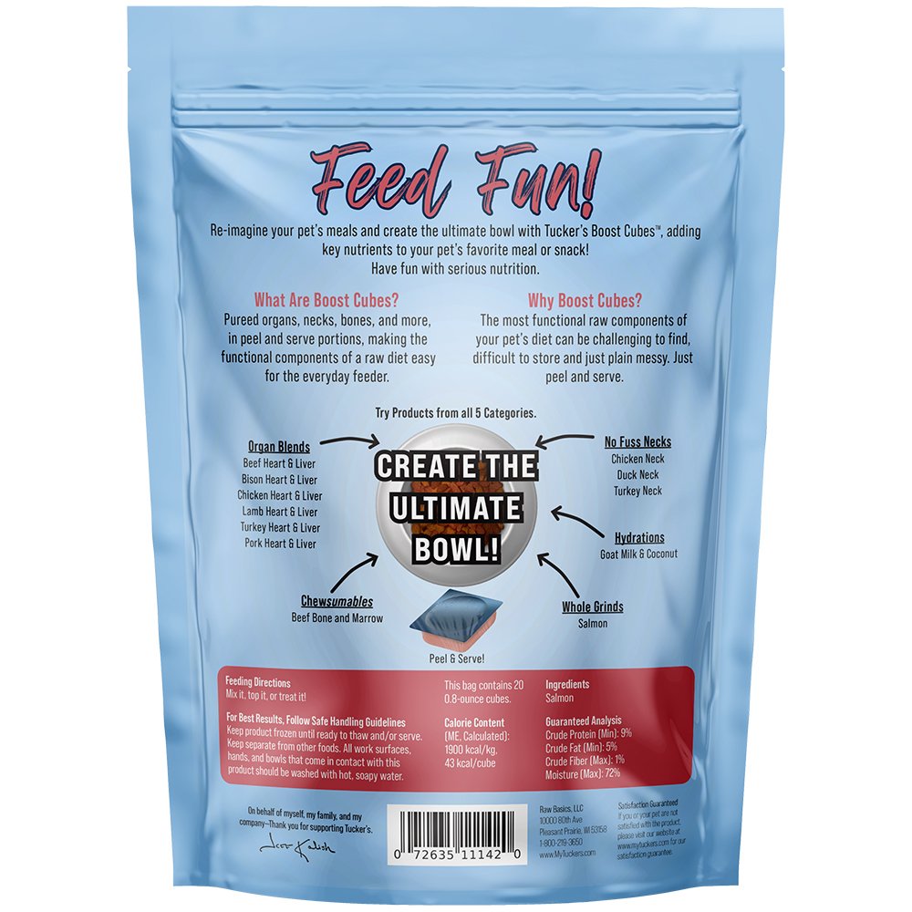 Tucker's Boost Cubes Whole Grinds Pureed Whole Salmon Frozen Dog & Cat Meal Topper - Image 2