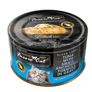 Fussie Cat Black Label Premium Tuna w/ Small Anchovies Formula in Gravy Canned Cat Food