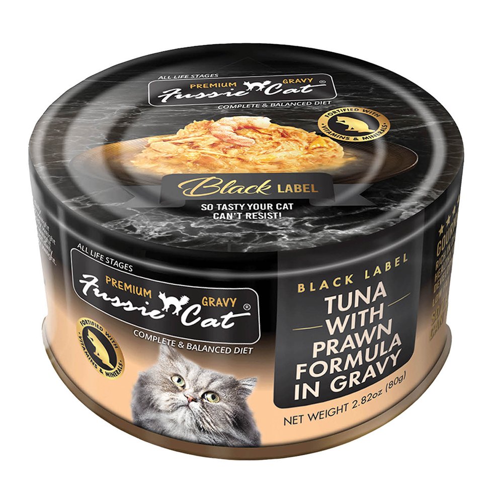 Fussie Cat Black Label Premium Tuna w/ Prawn Formula in Gravy Canned Cat Food