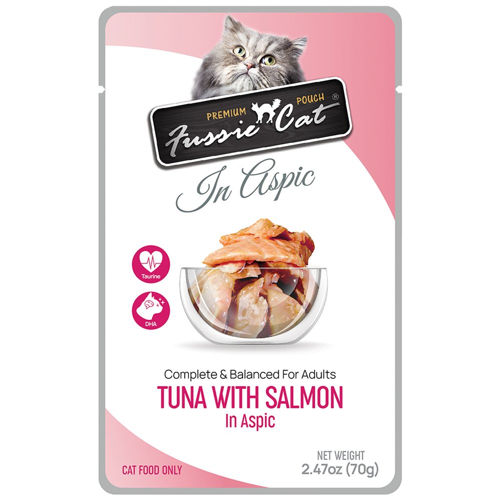 Fussie Cat Premium Pouch Tuna w/ Salmon in Aspic Wet Adult Cat Food