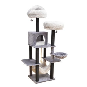 PetPals Bradbury 7 Level Jet Black & Silver Gray Cat Tree