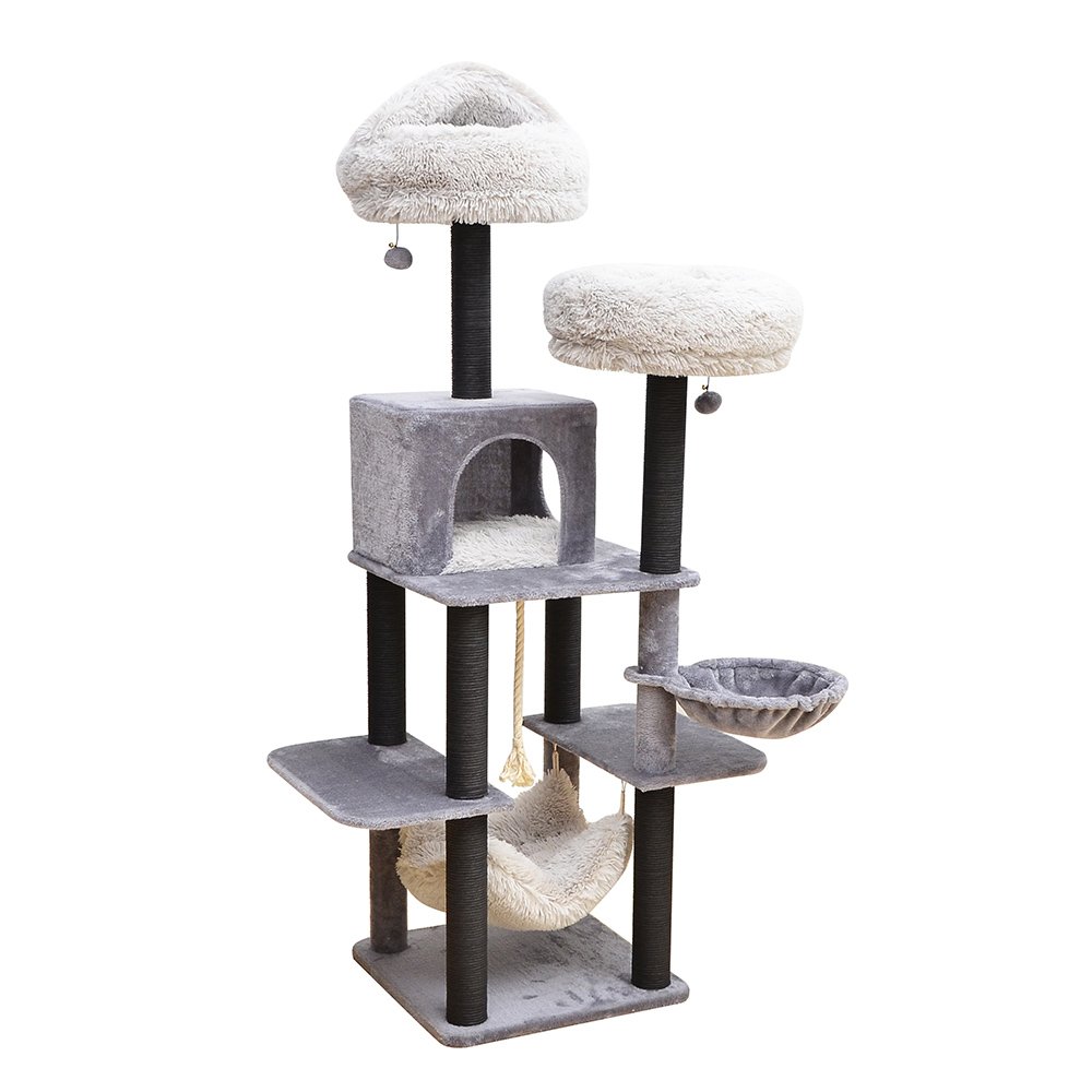 PetPals Bradbury 7 Level Jet Black & Silver Gray Cat Tree