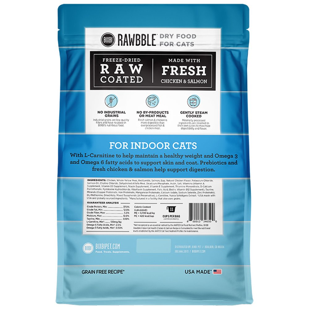 Bixbi Rawbble Grain Free Freeze-Dried Raw Coated Indoor Cat Health Chicken & Salmon Recipe Dry Cat Food - Image 3