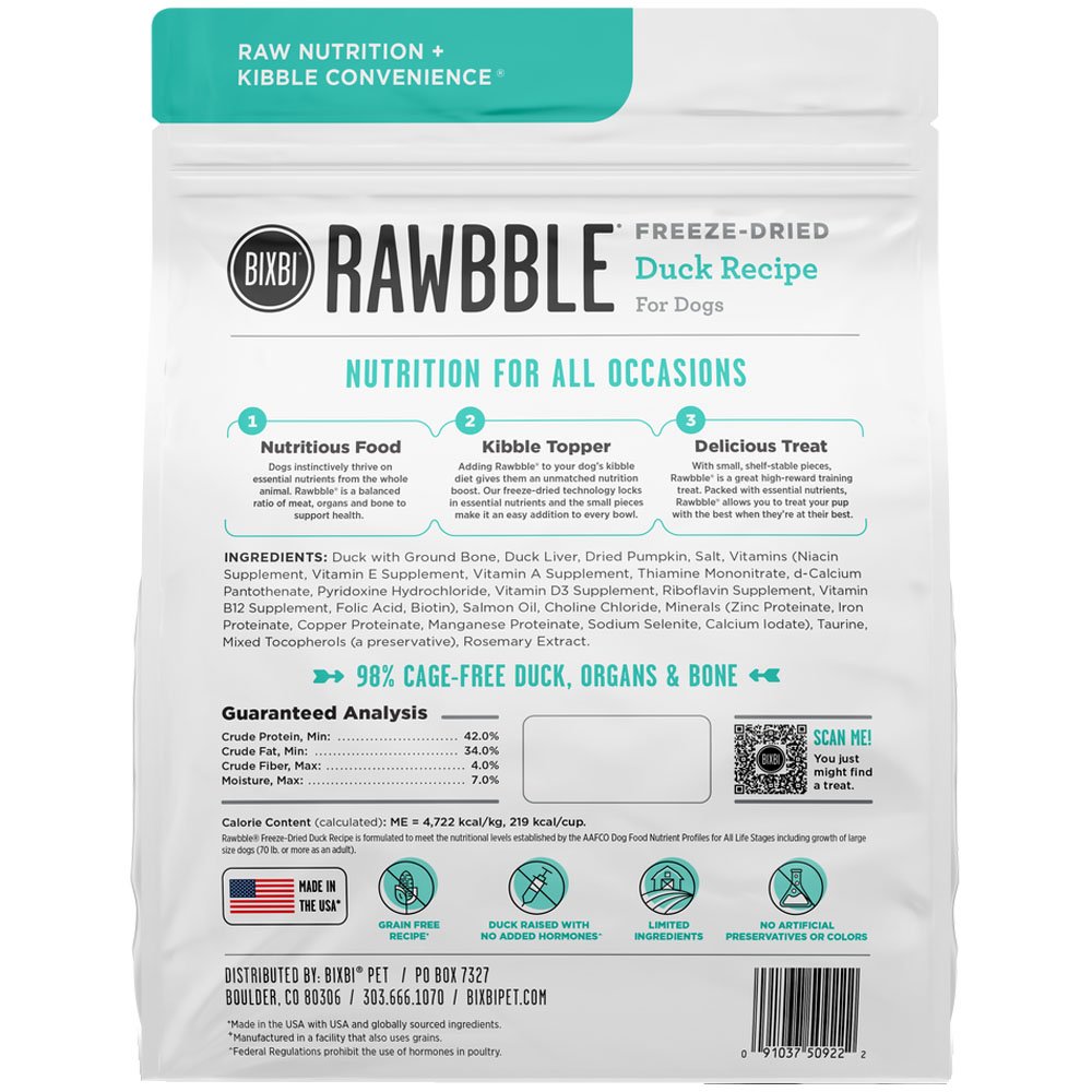 Bixbi Rawbble Duck Recipe Freeze-Dried Dog Food - Image 3