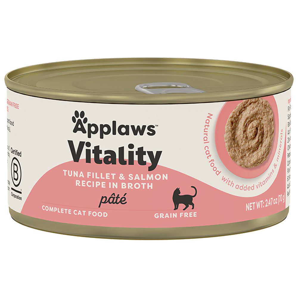 Applaws Vitality Tuna Fillet & Salmon Recipe in Broth Pâté Canned Cat Food